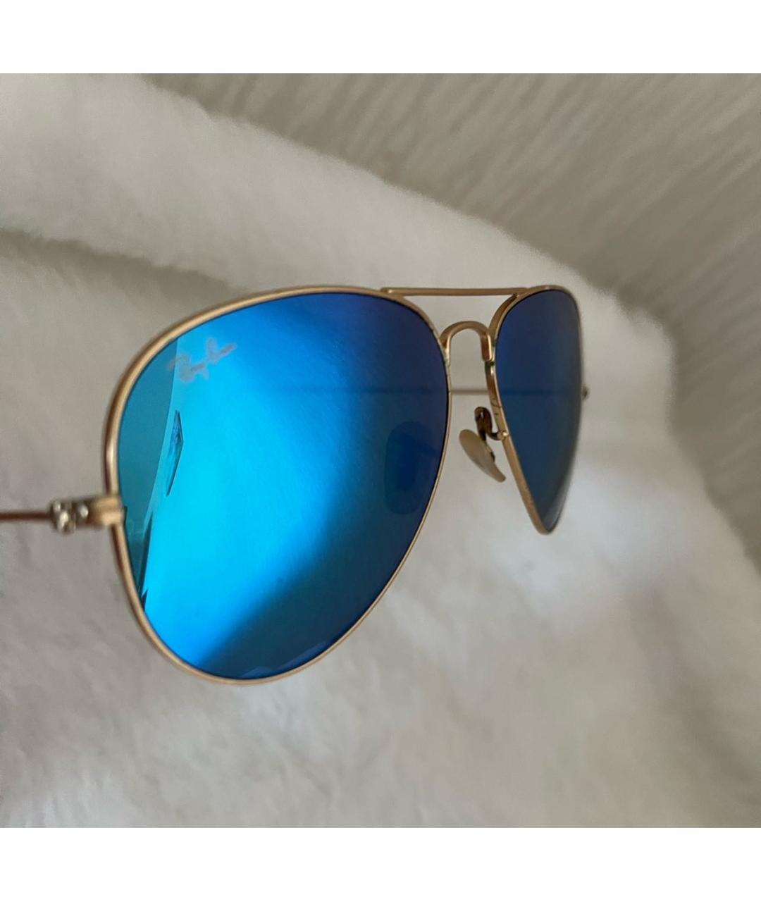 RAY BAN Золотые металлические солнцезащитные очки, фото 2