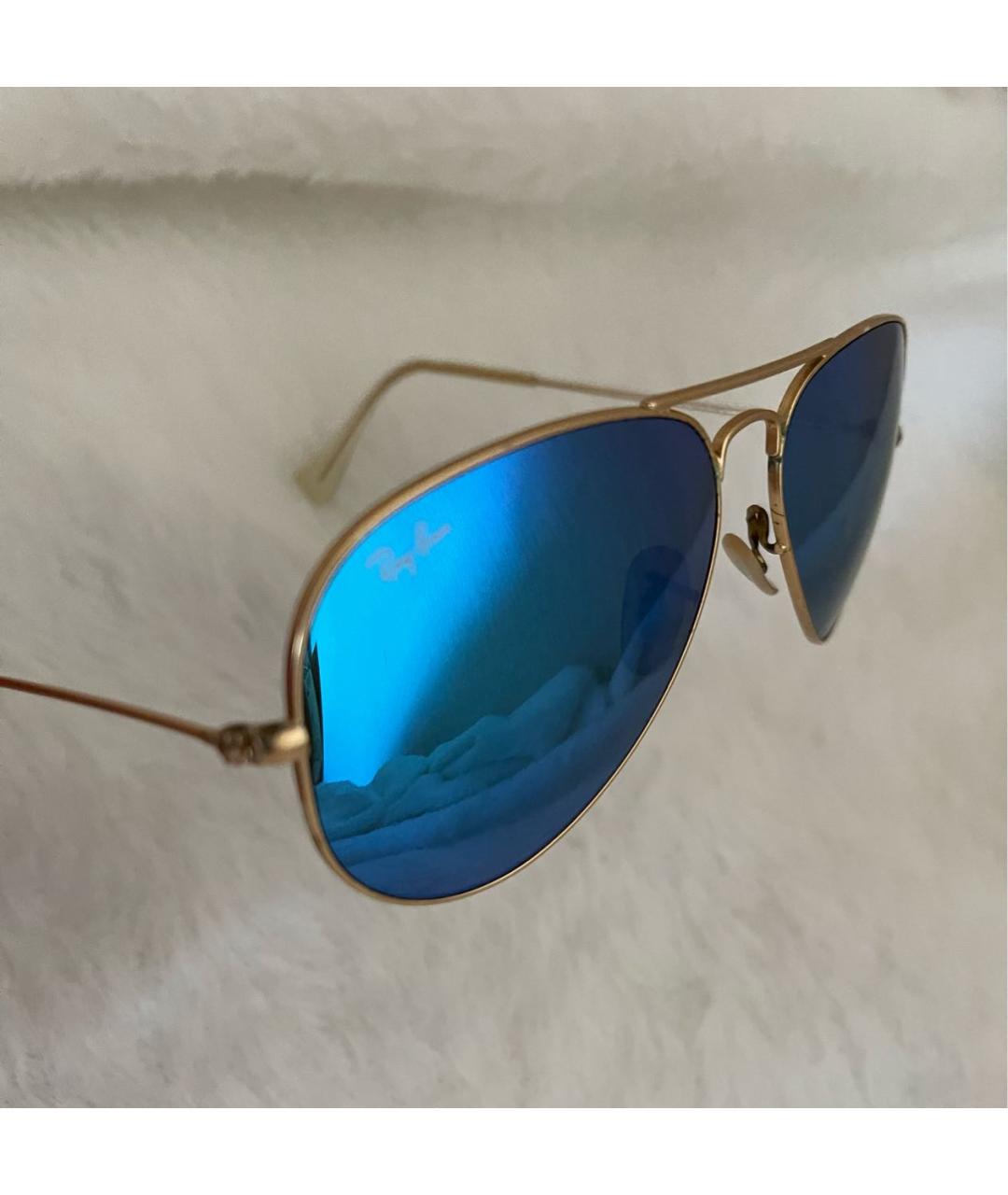 RAY BAN Золотые металлические солнцезащитные очки, фото 5