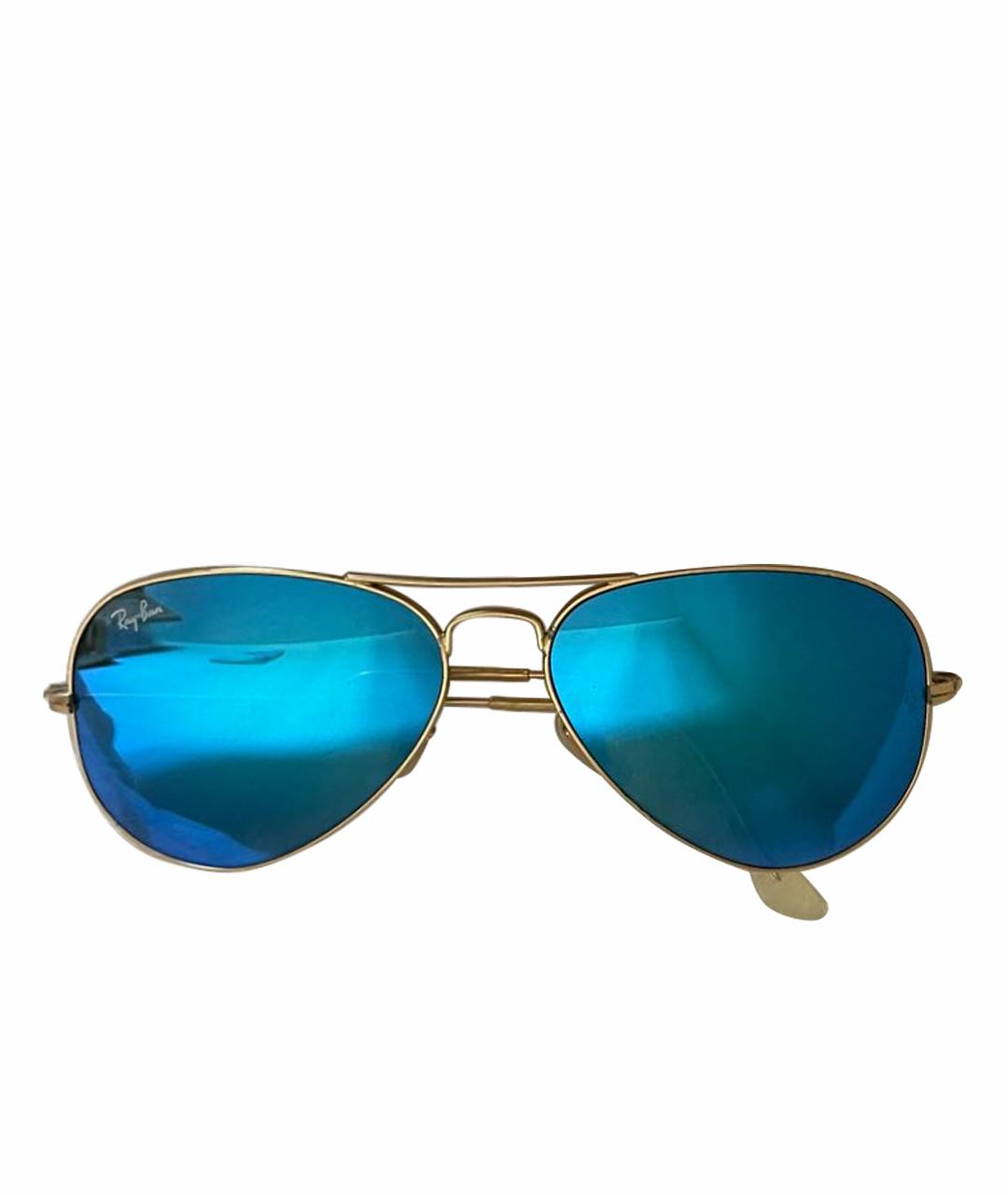RAY BAN Золотые металлические солнцезащитные очки, фото 1