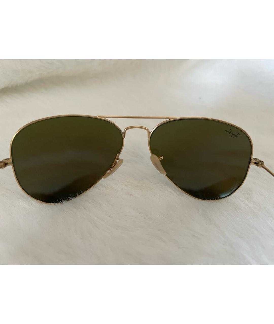 RAY BAN Золотые металлические солнцезащитные очки, фото 3