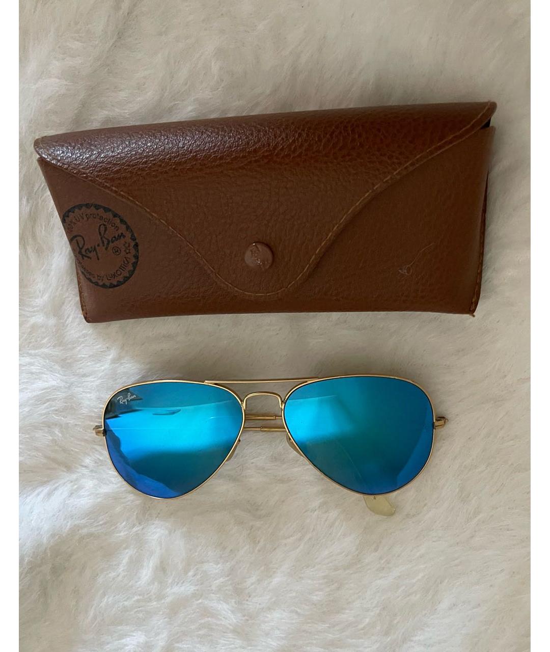 RAY BAN Золотые металлические солнцезащитные очки, фото 6