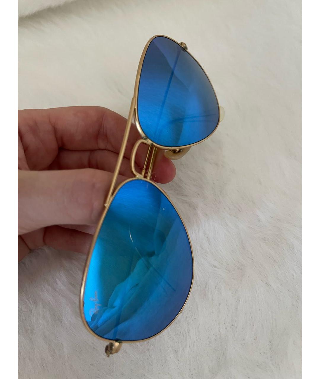 RAY BAN Золотые металлические солнцезащитные очки, фото 4