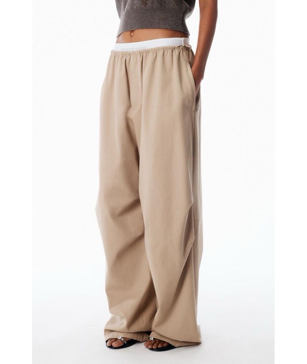 ALEXANDER WANG Бежевые хлопковые брюки широкие, фото 3