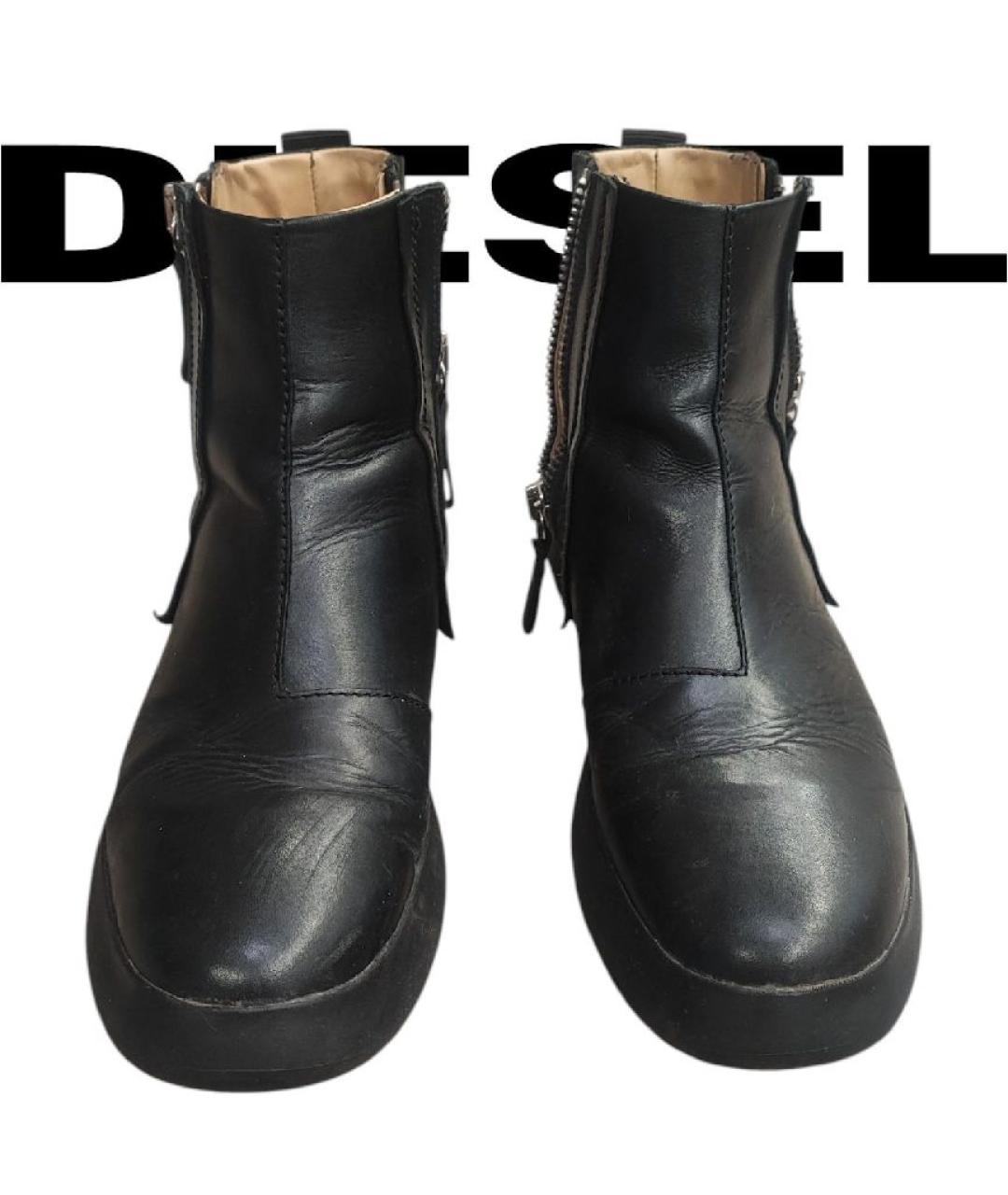 DIESEL Черные кожаные высокие ботинки, фото 5