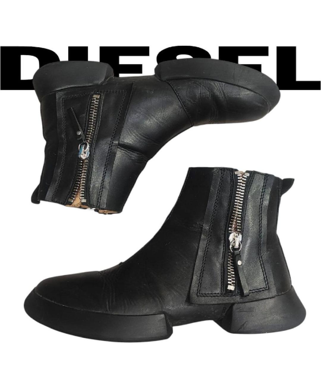 DIESEL Черные кожаные высокие ботинки, фото 10