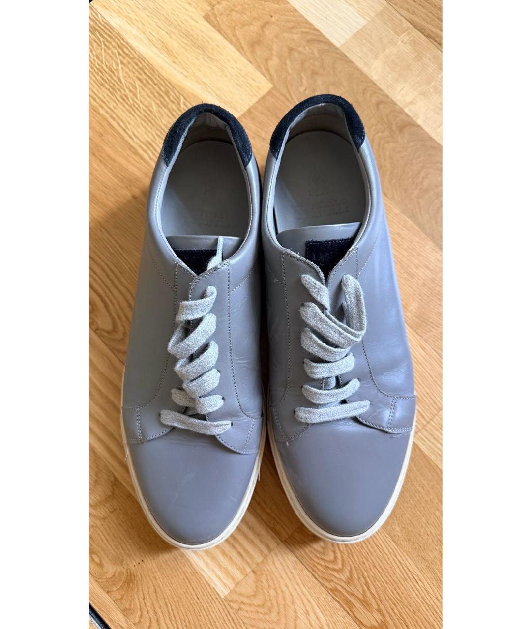 BRUNELLO CUCINELLI Синие кожаные низкие кроссовки / кеды, фото 3
