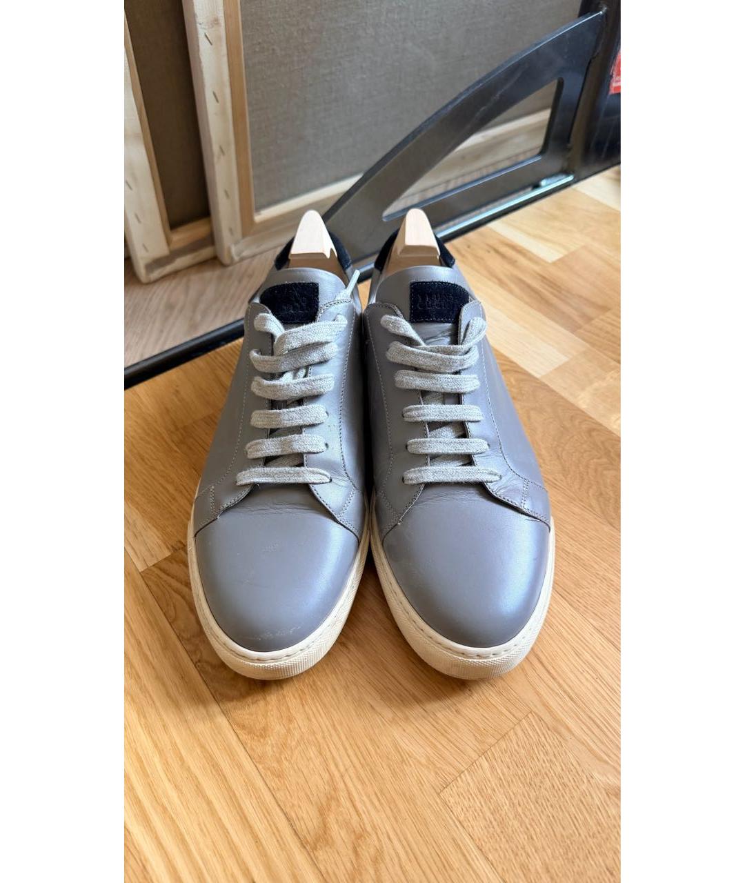 BRUNELLO CUCINELLI Синие кожаные низкие кроссовки / кеды, фото 2