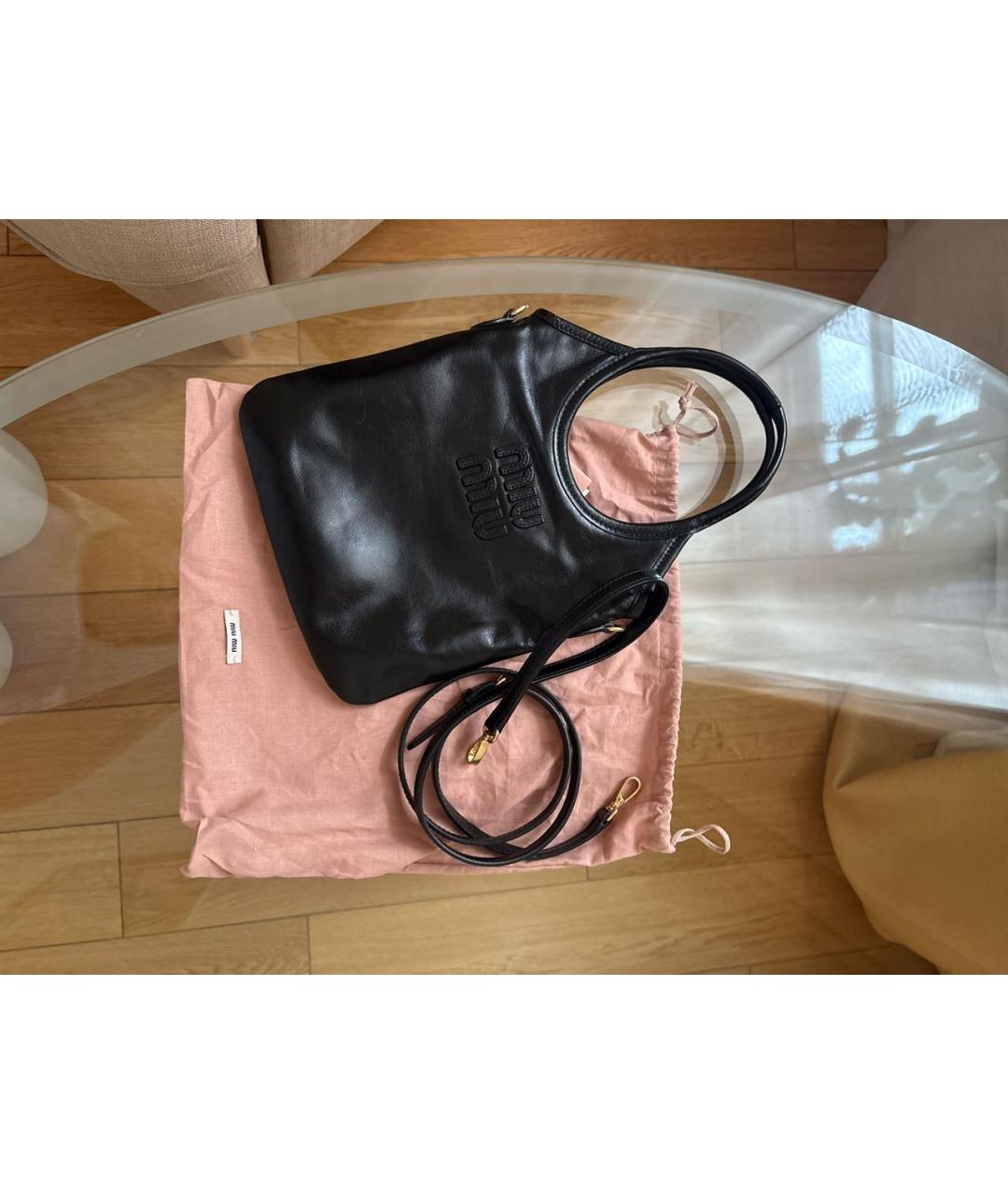 MIU MIU Черная кожаная сумка через плечо, фото 5