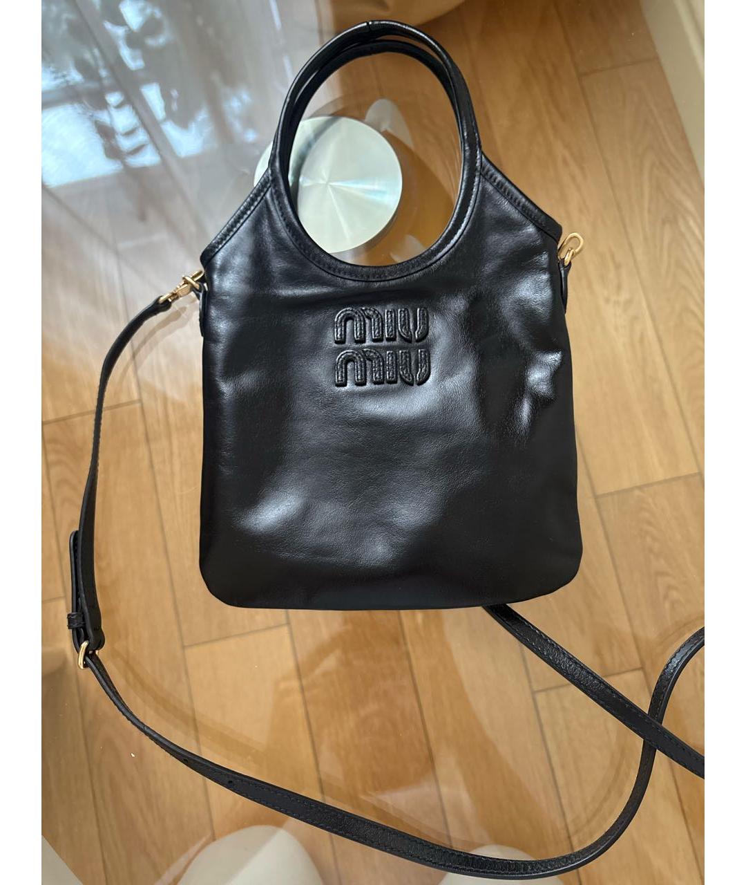 MIU MIU Черная кожаная сумка через плечо, фото 6