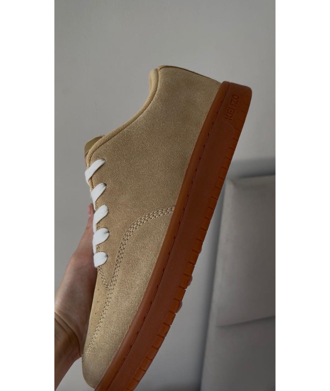 KENZO Бежевые замшевые низкие кроссовки / кеды, фото 9