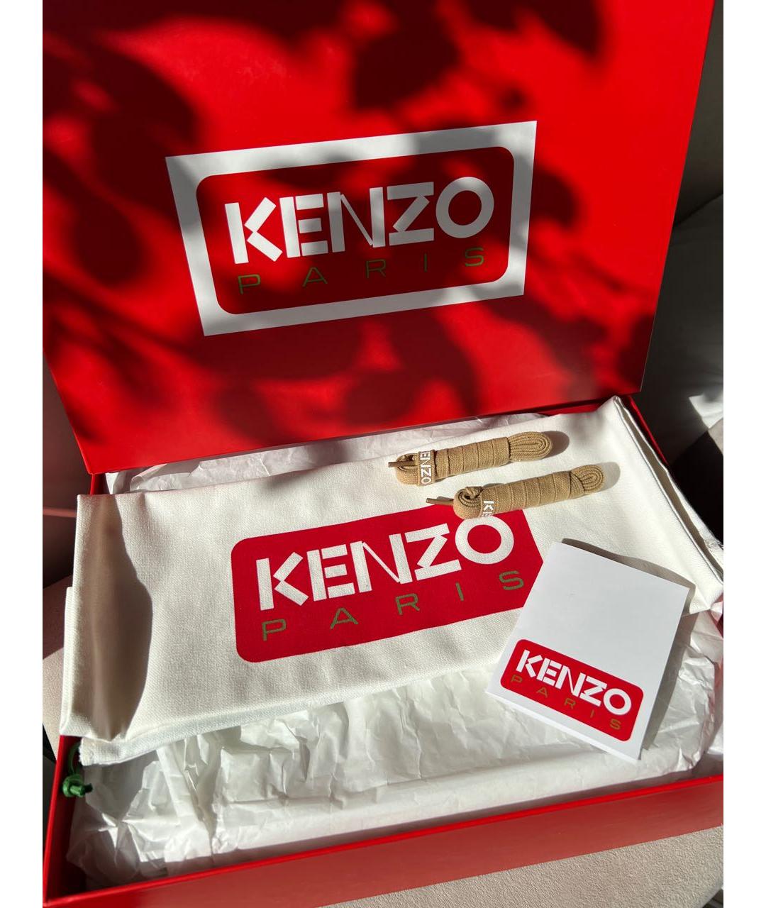 KENZO Бежевые замшевые низкие кроссовки / кеды, фото 5