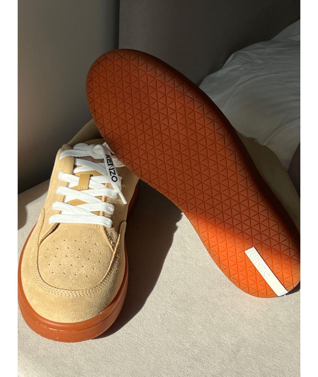 KENZO Бежевые замшевые низкие кроссовки / кеды, фото 7