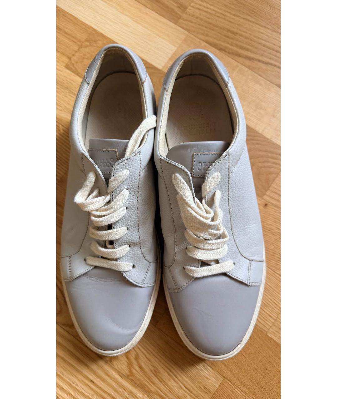 BRUNELLO CUCINELLI Белые кожаные низкие кроссовки / кеды, фото 3