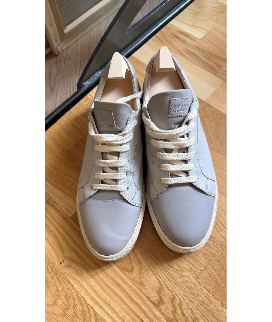 BRUNELLO CUCINELLI Белые кожаные низкие кроссовки / кеды, фото 2
