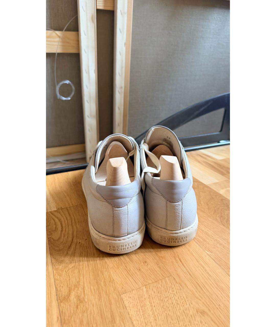 BRUNELLO CUCINELLI Белые кожаные низкие кроссовки / кеды, фото 4