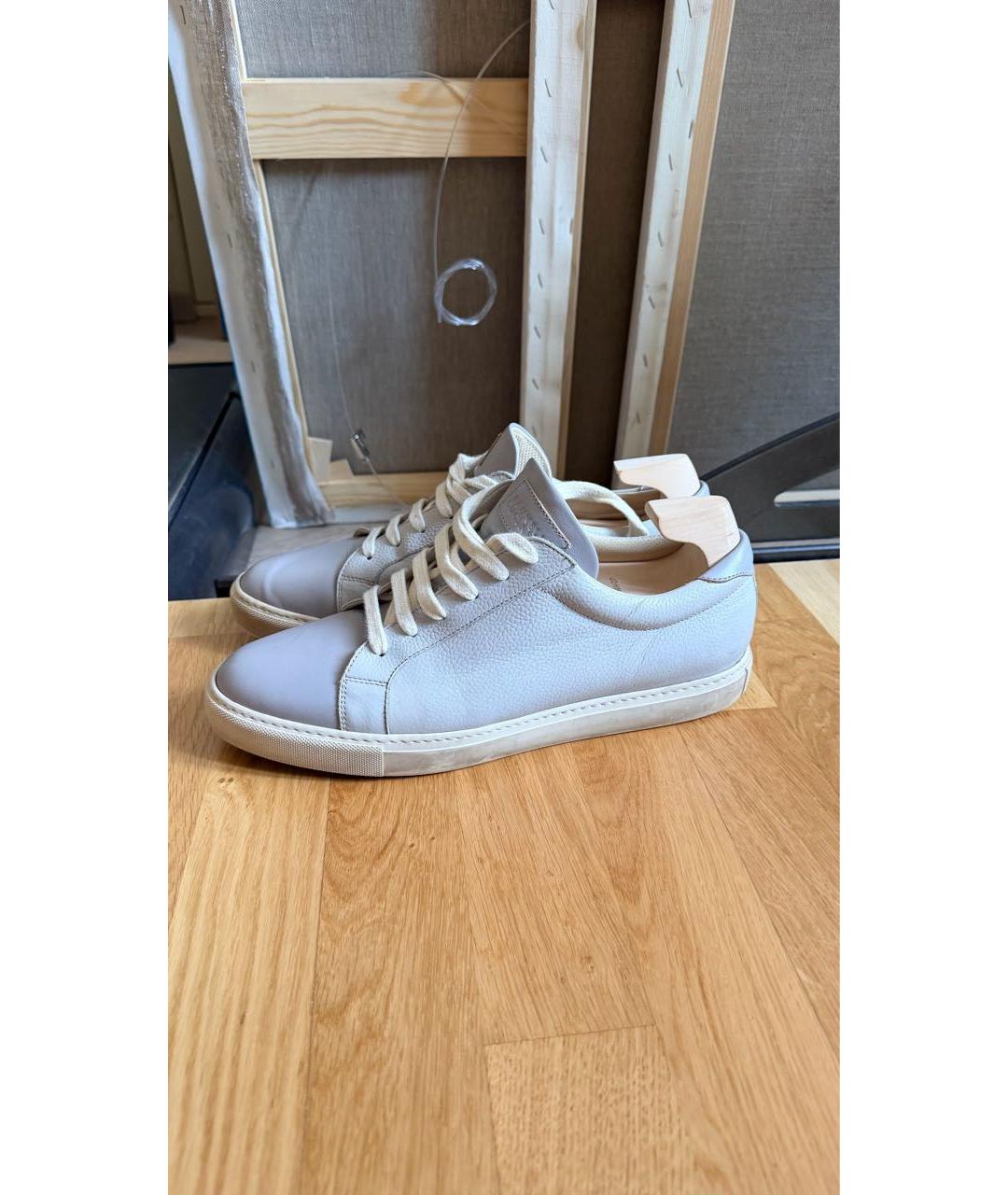 BRUNELLO CUCINELLI Белые кожаные низкие кроссовки / кеды, фото 5