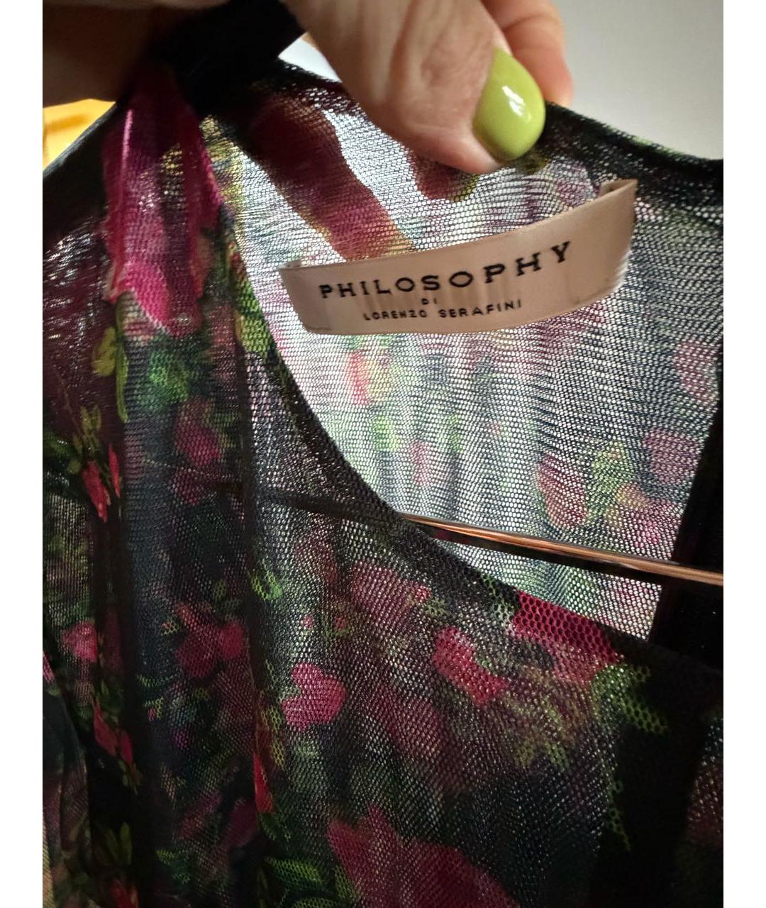 PHILOSOPHY DI LORENZO SERAFINI Черное полиэстеровое вечернее платье, фото 3