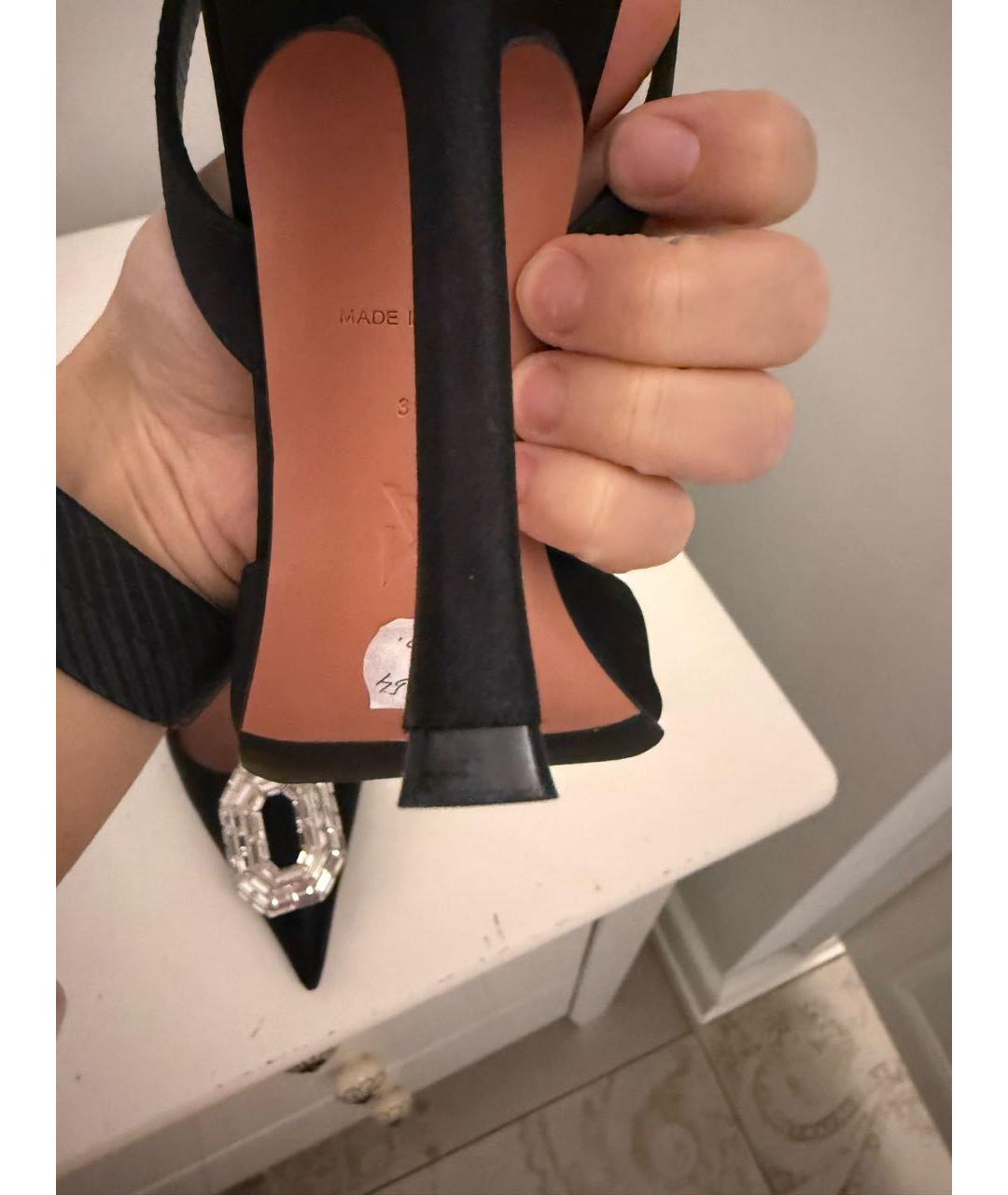 Amina Muaddi Черные текстильные туфли, фото 8