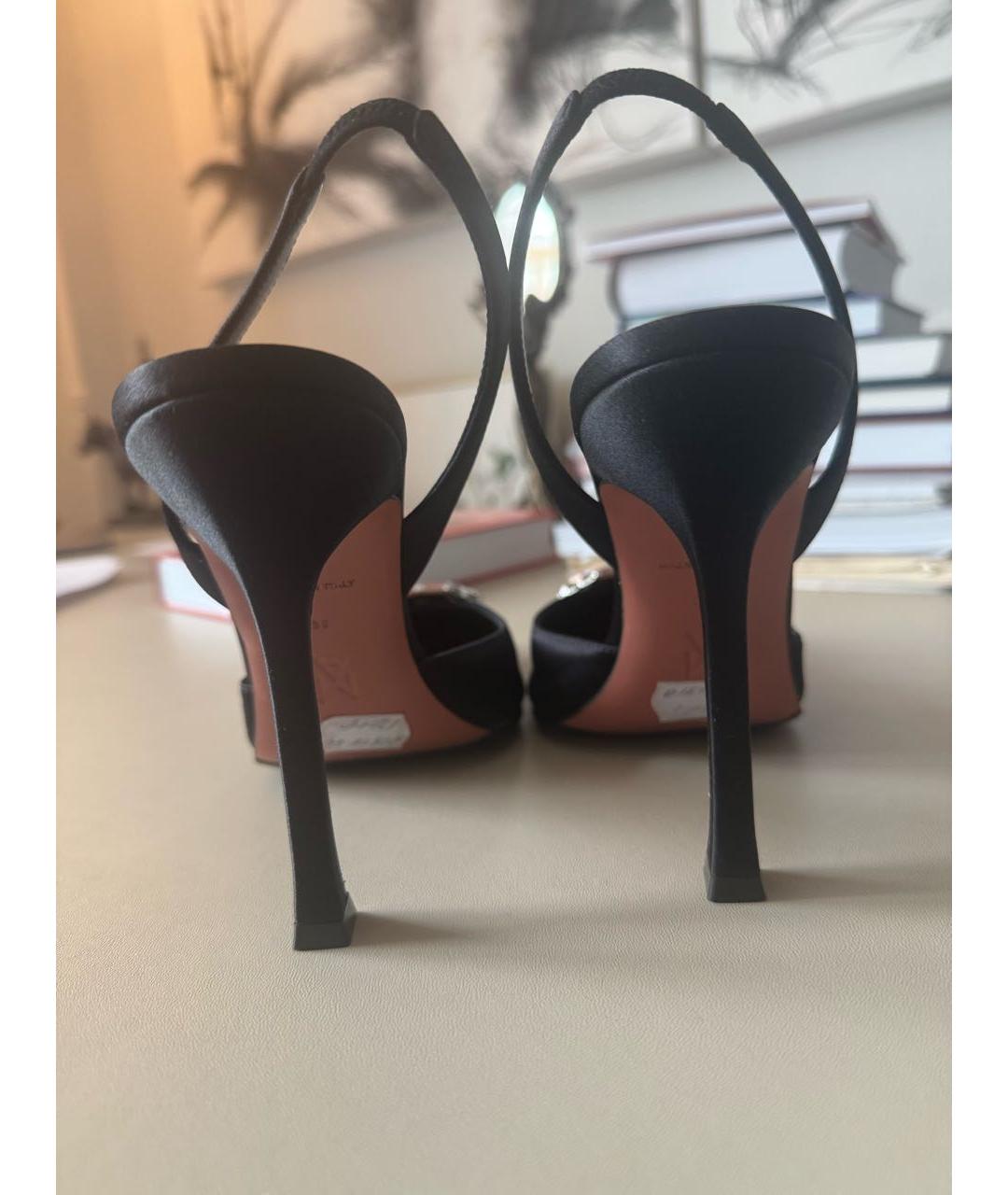 Amina Muaddi Черные текстильные туфли, фото 4