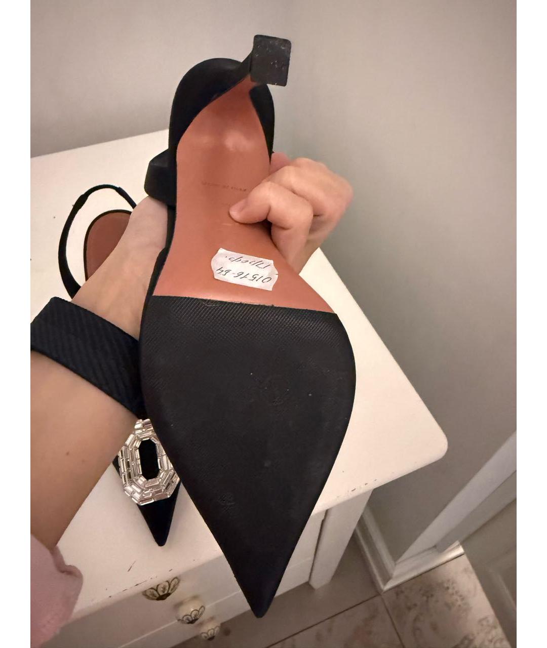 Amina Muaddi Черные текстильные туфли, фото 5
