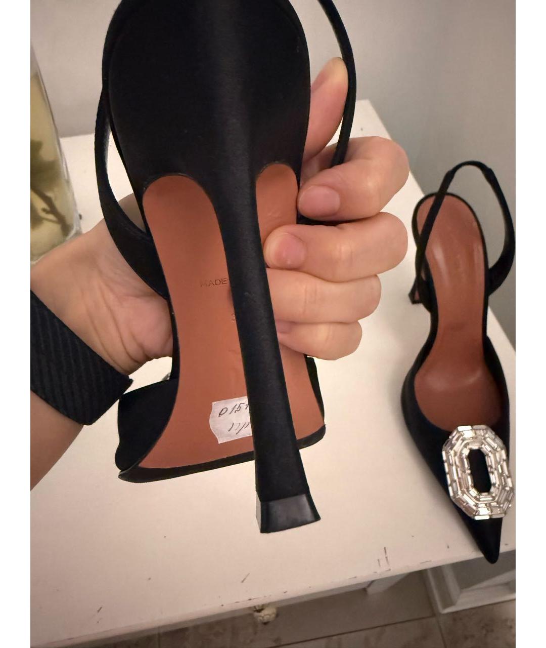 Amina Muaddi Черные текстильные туфли, фото 7