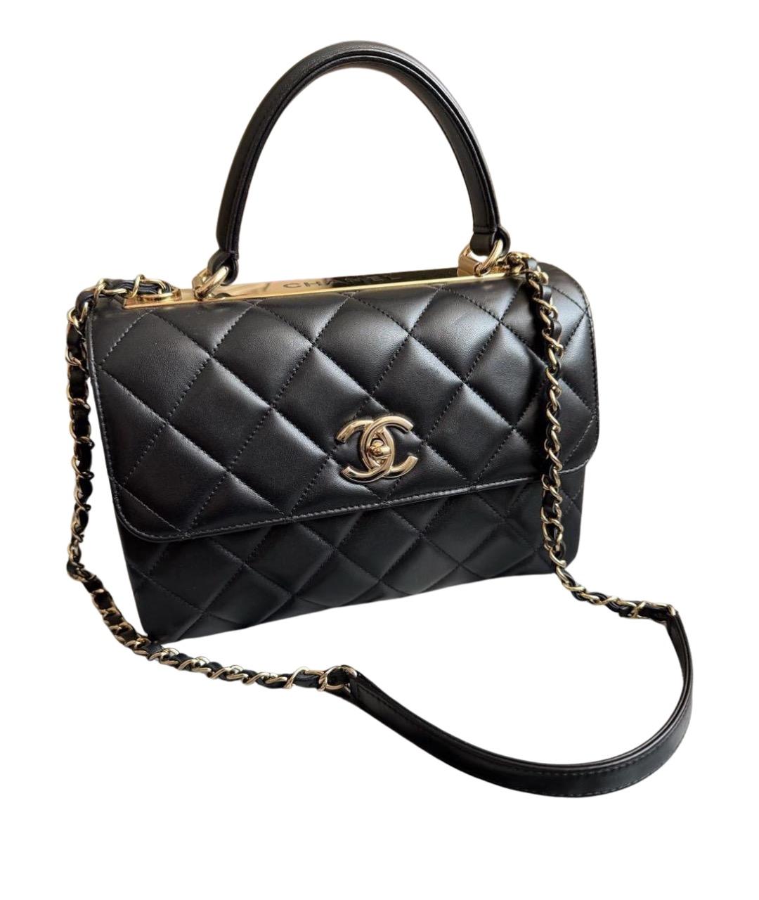CHANEL Черная кожаная сумка с короткими ручками, фото 1