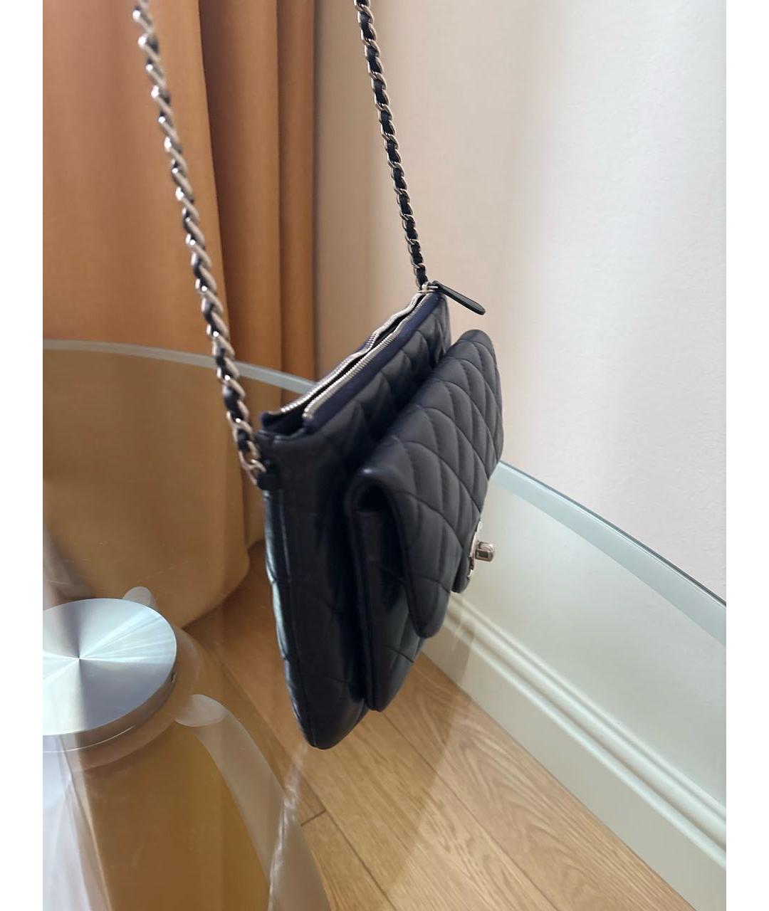 CHANEL Темно-синяя кожаная сумка через плечо, фото 2