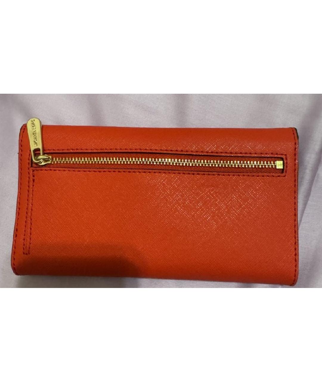 MICHAEL KORS Оранжевый кожаный кошелек, фото 3