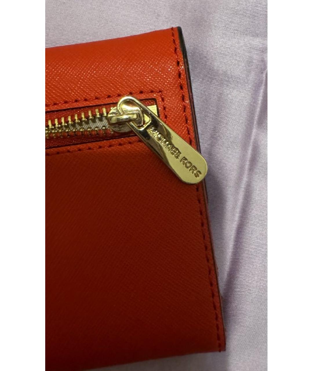 MICHAEL KORS Оранжевый кожаный кошелек, фото 5