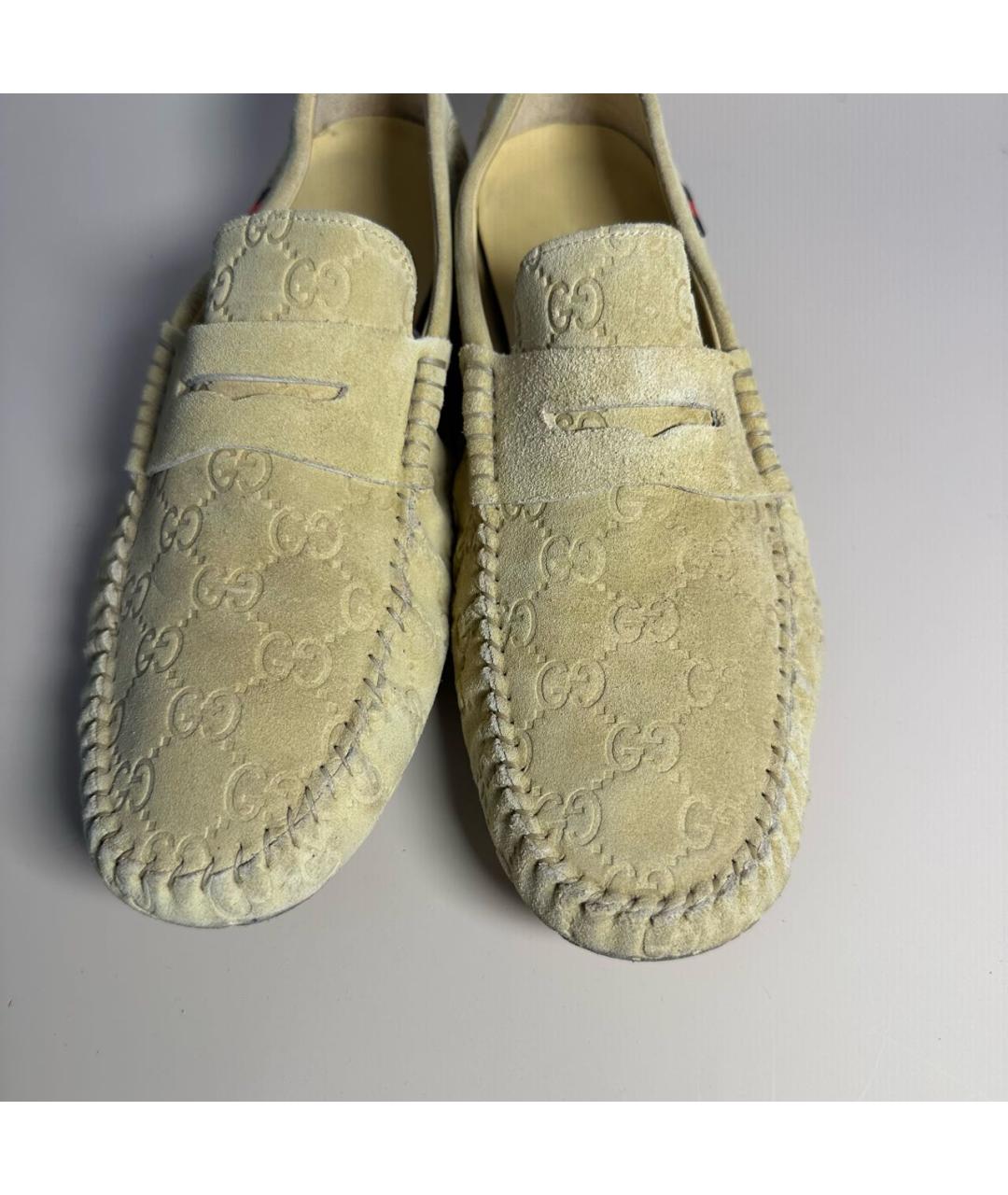 GUCCI Бежевые замшевые мокасины, фото 3