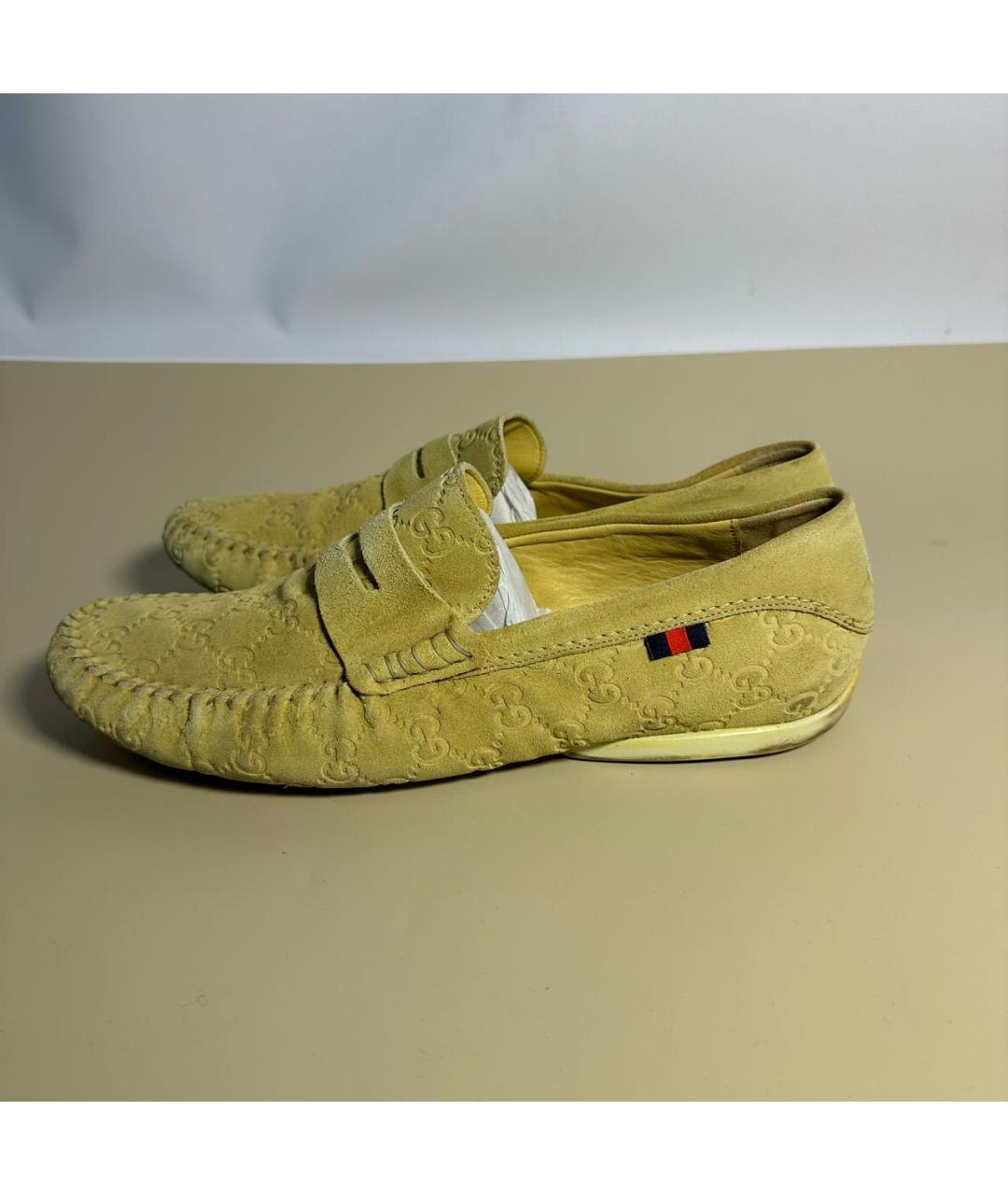 GUCCI Бежевые замшевые мокасины, фото 9