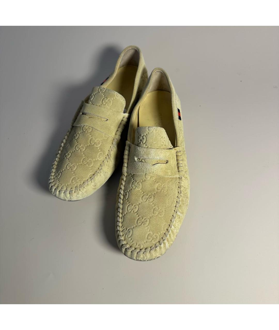 GUCCI Бежевые замшевые мокасины, фото 2