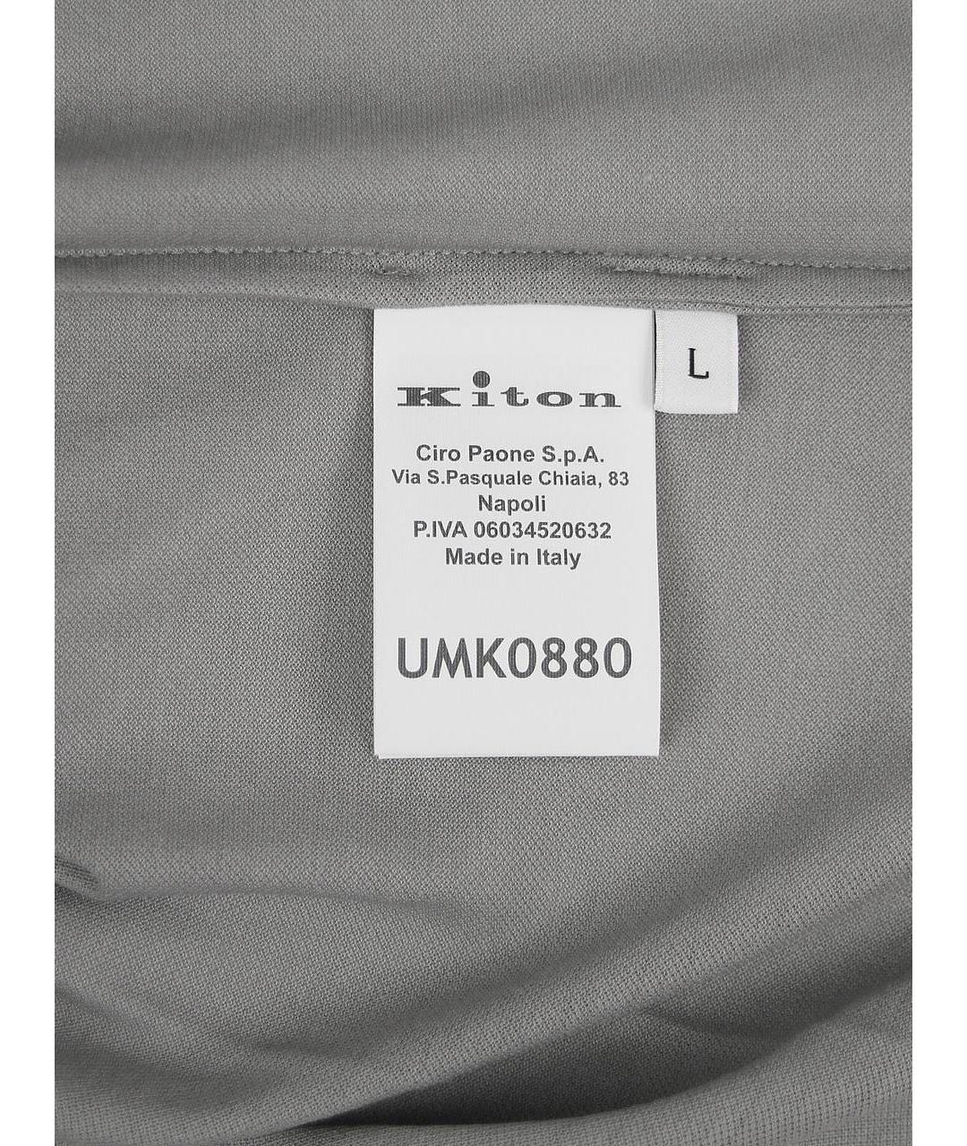 KITON Серое хлопковое поло с коротким рукавом, фото 5