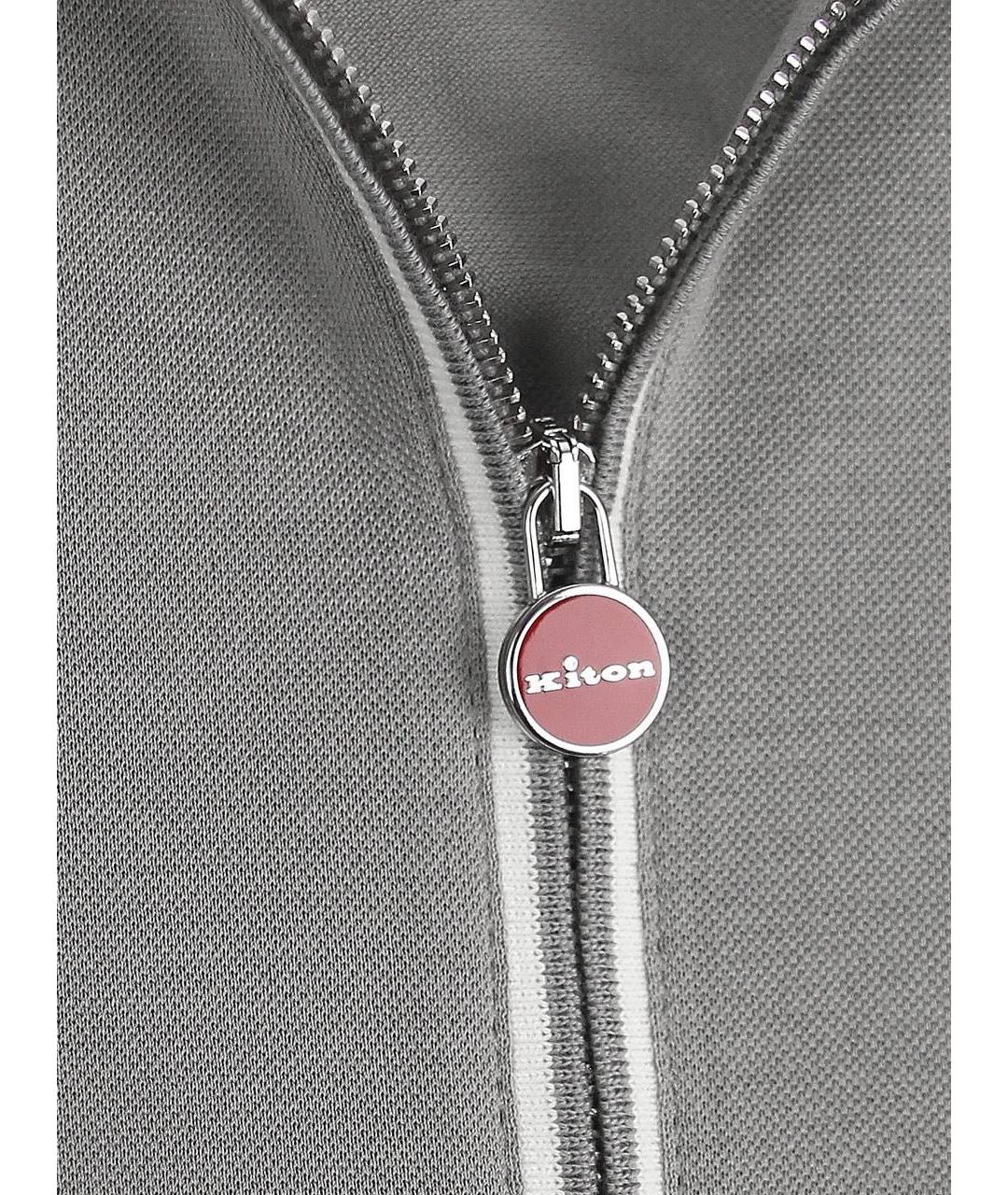 KITON Серое хлопковое поло с коротким рукавом, фото 4