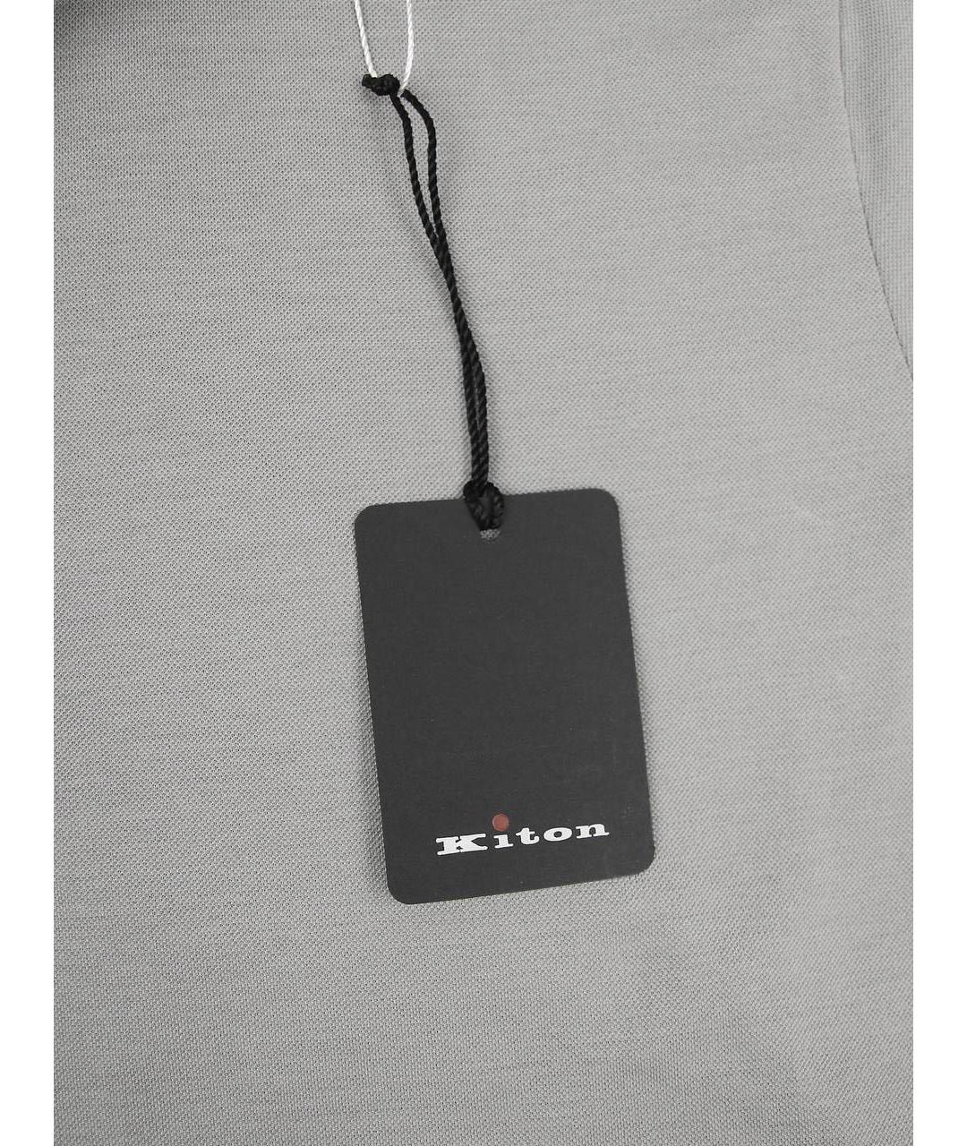 KITON Серое хлопковое поло с коротким рукавом, фото 3