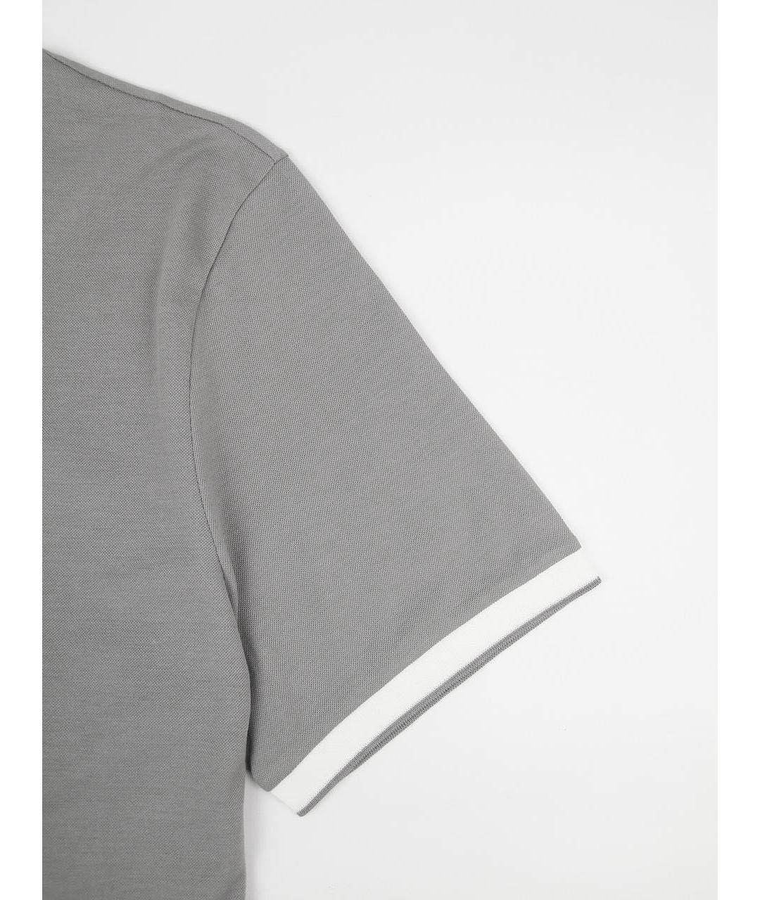 KITON Серое хлопковое поло с коротким рукавом, фото 7