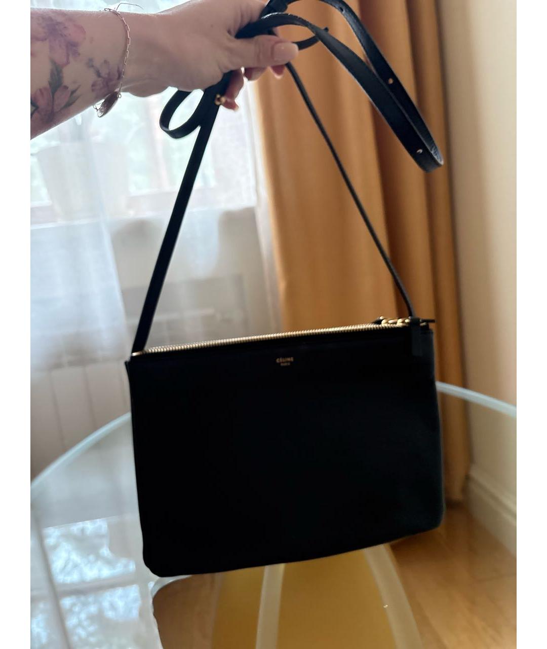 CELINE Черная кожаная сумка через плечо, фото 5