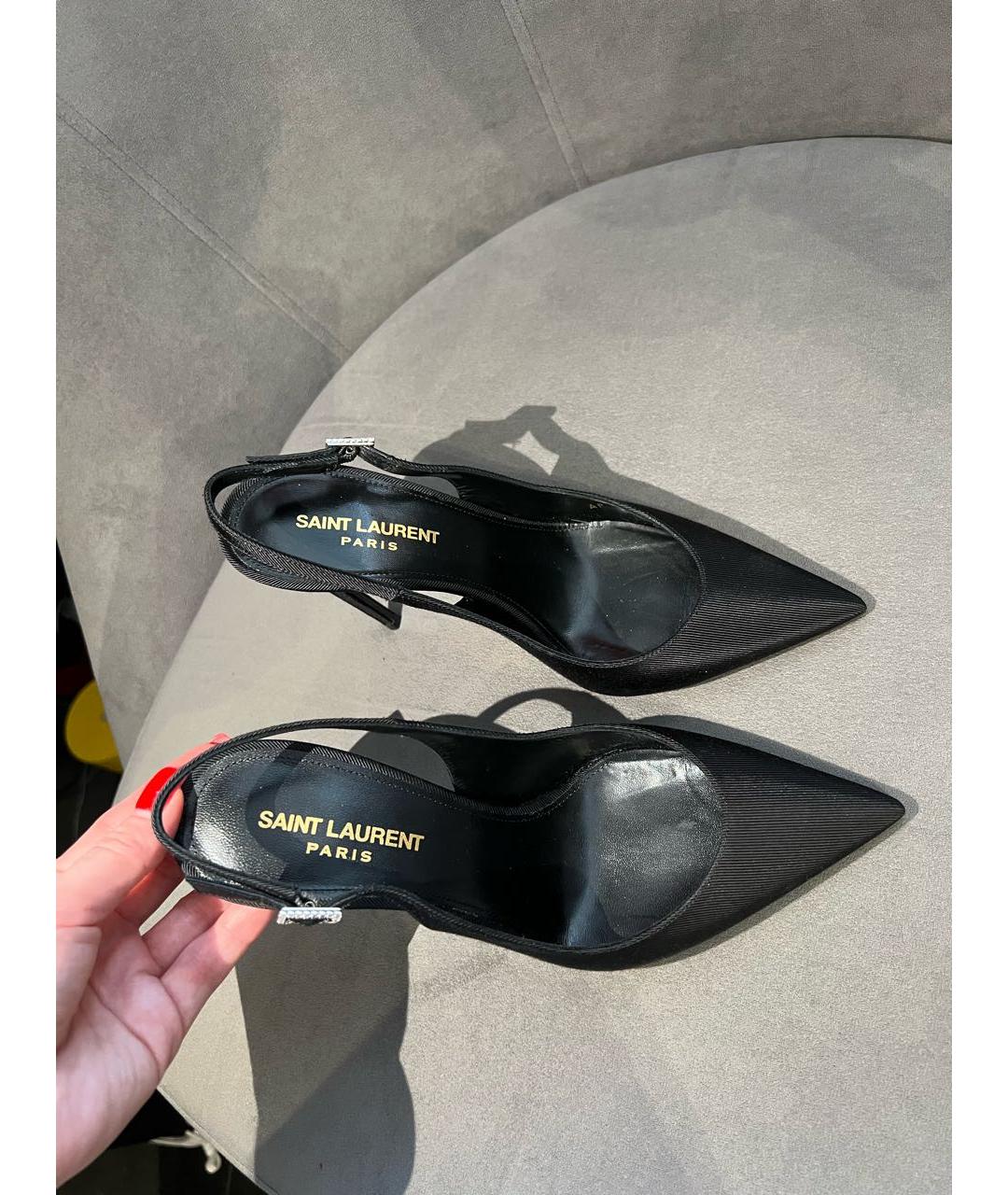 SAINT LAURENT Черные текстильные туфли, фото 3