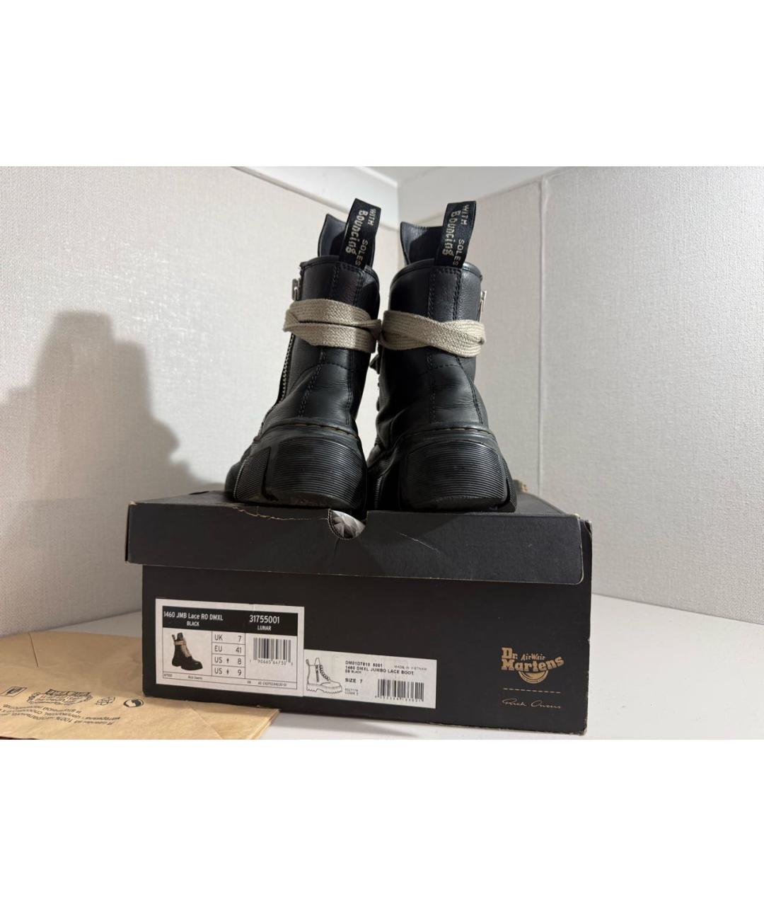 RICK OWENS Черные кожаные высокие ботинки, фото 3