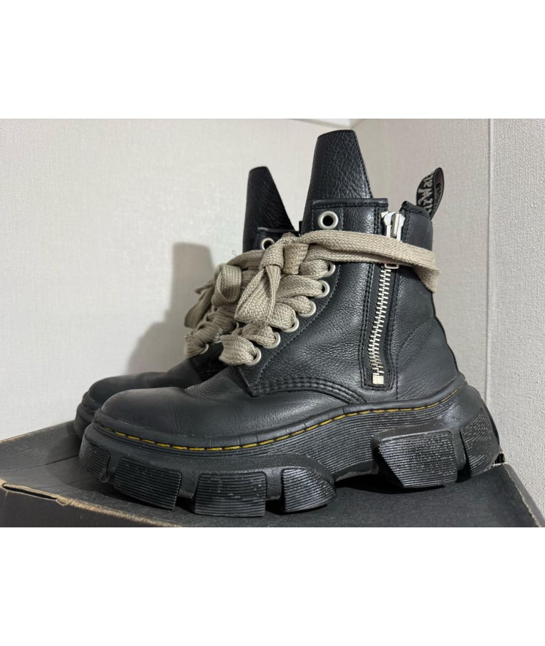 RICK OWENS Черные кожаные высокие ботинки, фото 7