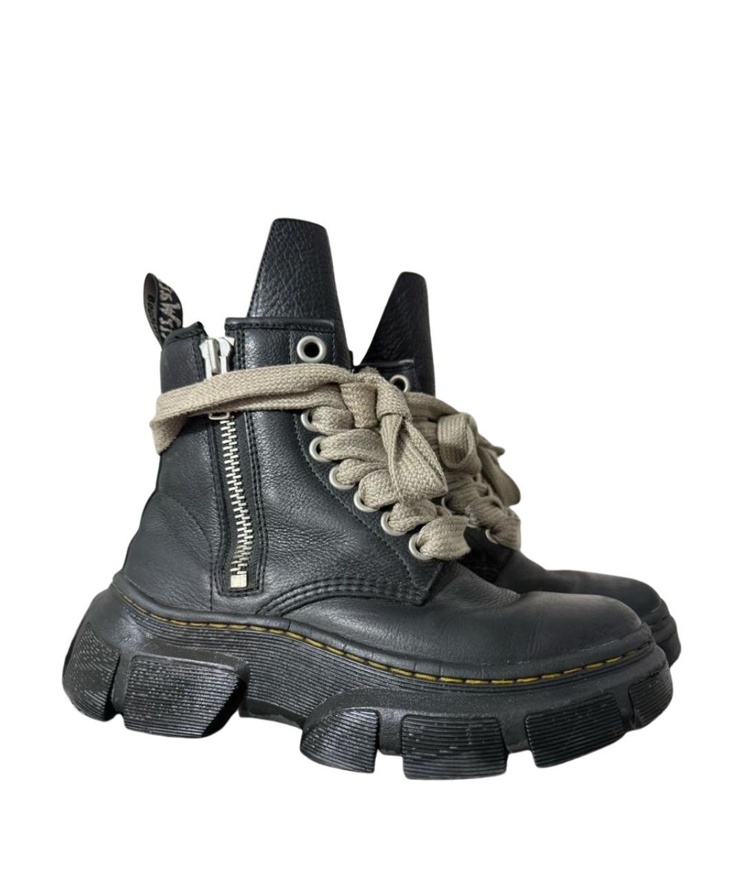 RICK OWENS Черные кожаные высокие ботинки, фото 1