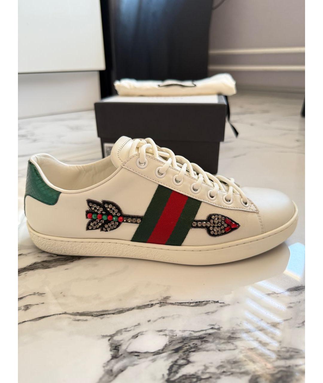 GUCCI Белые кожаные кеды, фото 5