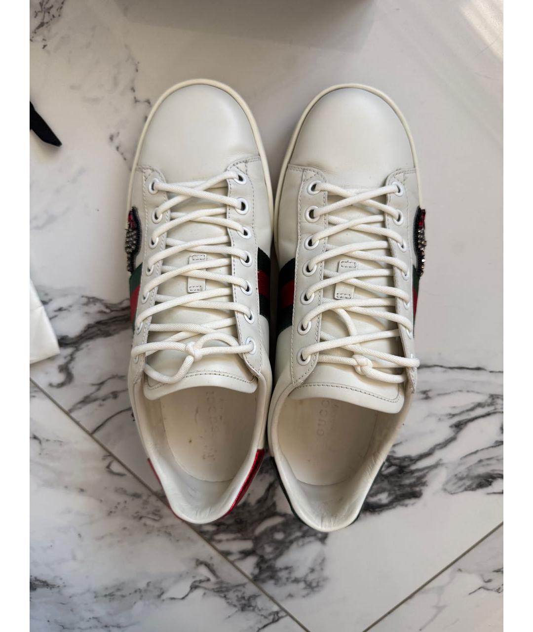 GUCCI Белые кожаные кеды, фото 3