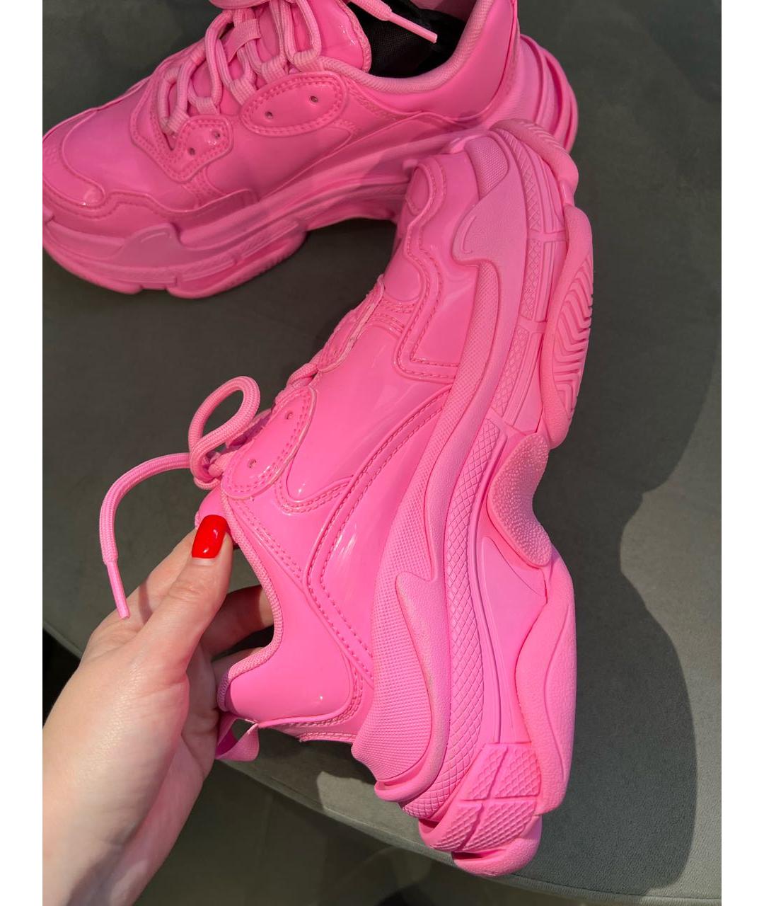 BALENCIAGA Розовые кожаные кроссовки, фото 4