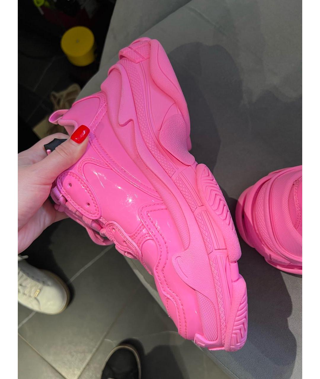 BALENCIAGA Розовые кожаные кроссовки, фото 6