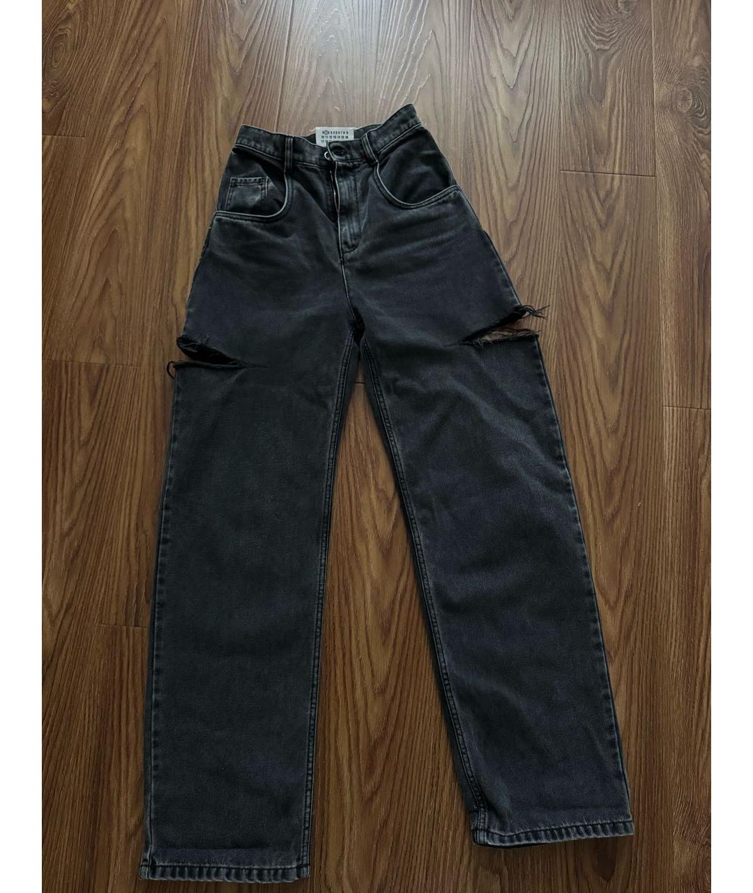 MAISON MARGIELA Антрацитовые хлопковые прямые джинсы, фото 4