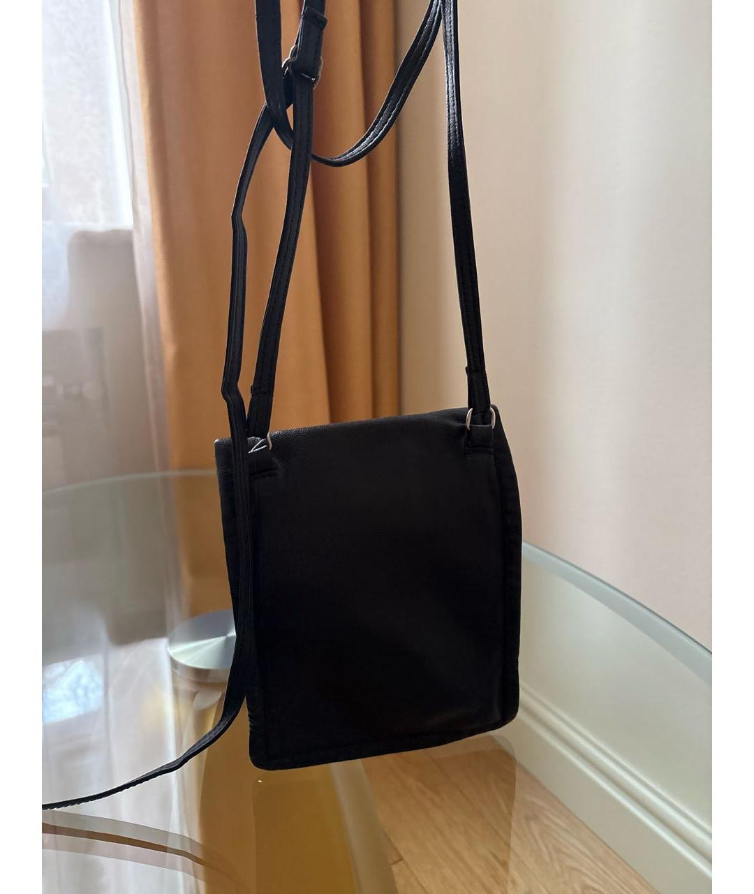 ANN DEMEULEMEESTER Черная кожаная сумка через плечо, фото 4