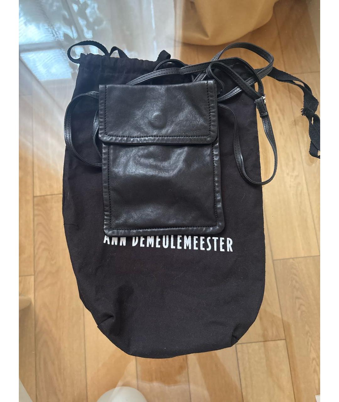 ANN DEMEULEMEESTER Черная кожаная сумка через плечо, фото 6