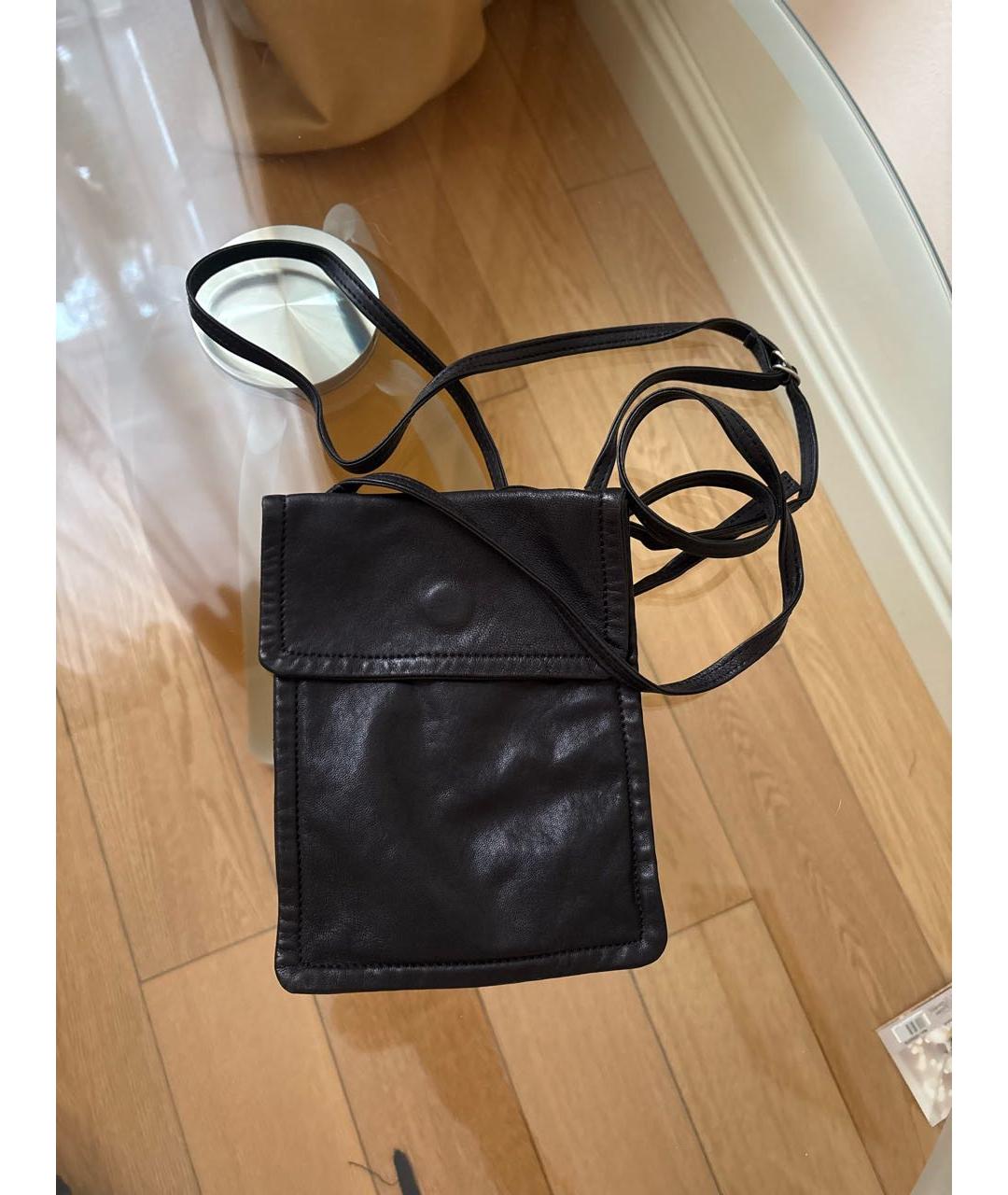 ANN DEMEULEMEESTER Черная кожаная сумка через плечо, фото 2