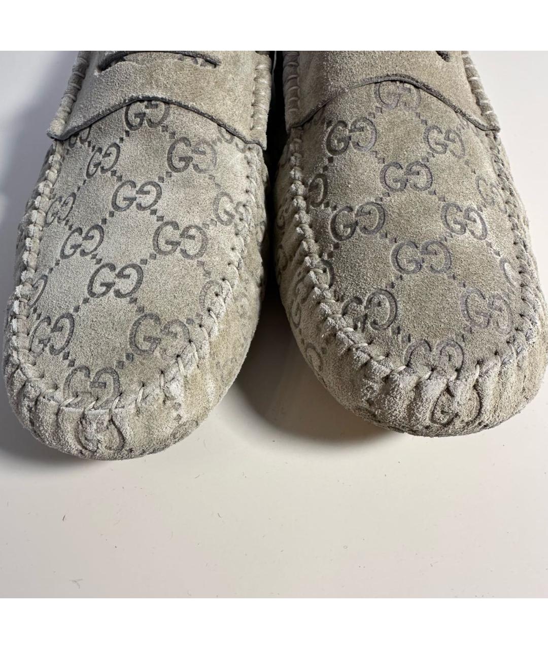 GUCCI Бежевые замшевые мокасины, фото 4